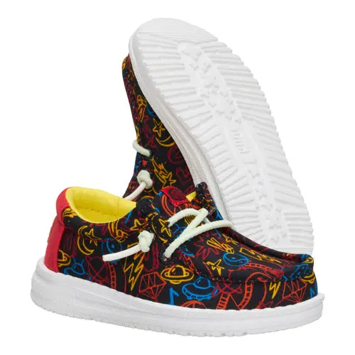 HEYDUDES Wally Toddler Space Glow – Black/Red online