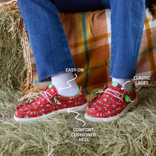 HEYDUDES Wally Holiday Sweater – Red / Green / Multi online