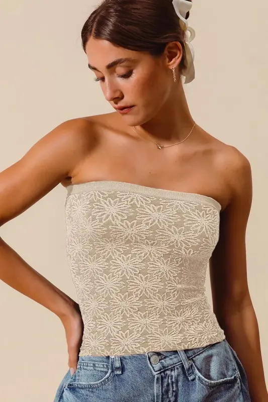 Jacquard Floral Tube Top online