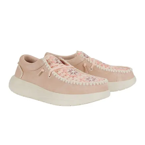 HEYDUDES Wendy Comf Suede Crochet – Pale Pink/Multi online