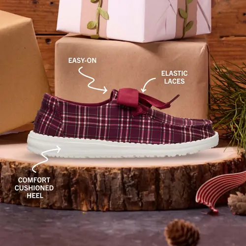 HEYDUDES Wendy Holiday Bow – Red Plaid/Burgundy online